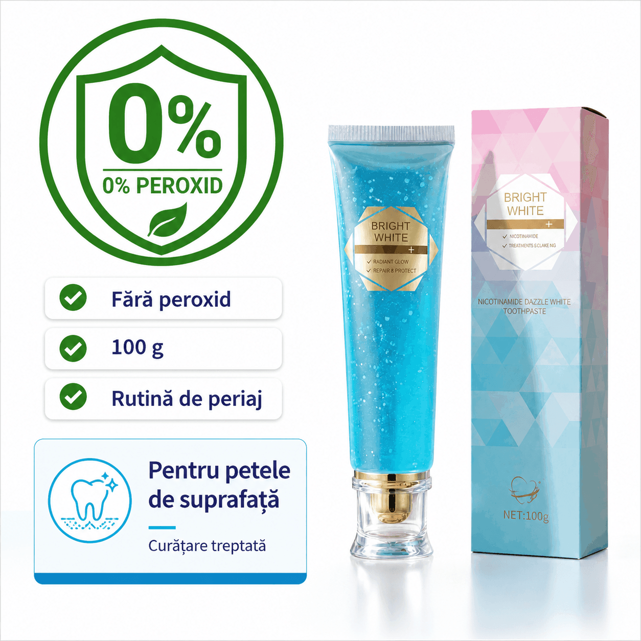 Bright White 100 g, formulă cu 0% peroxid